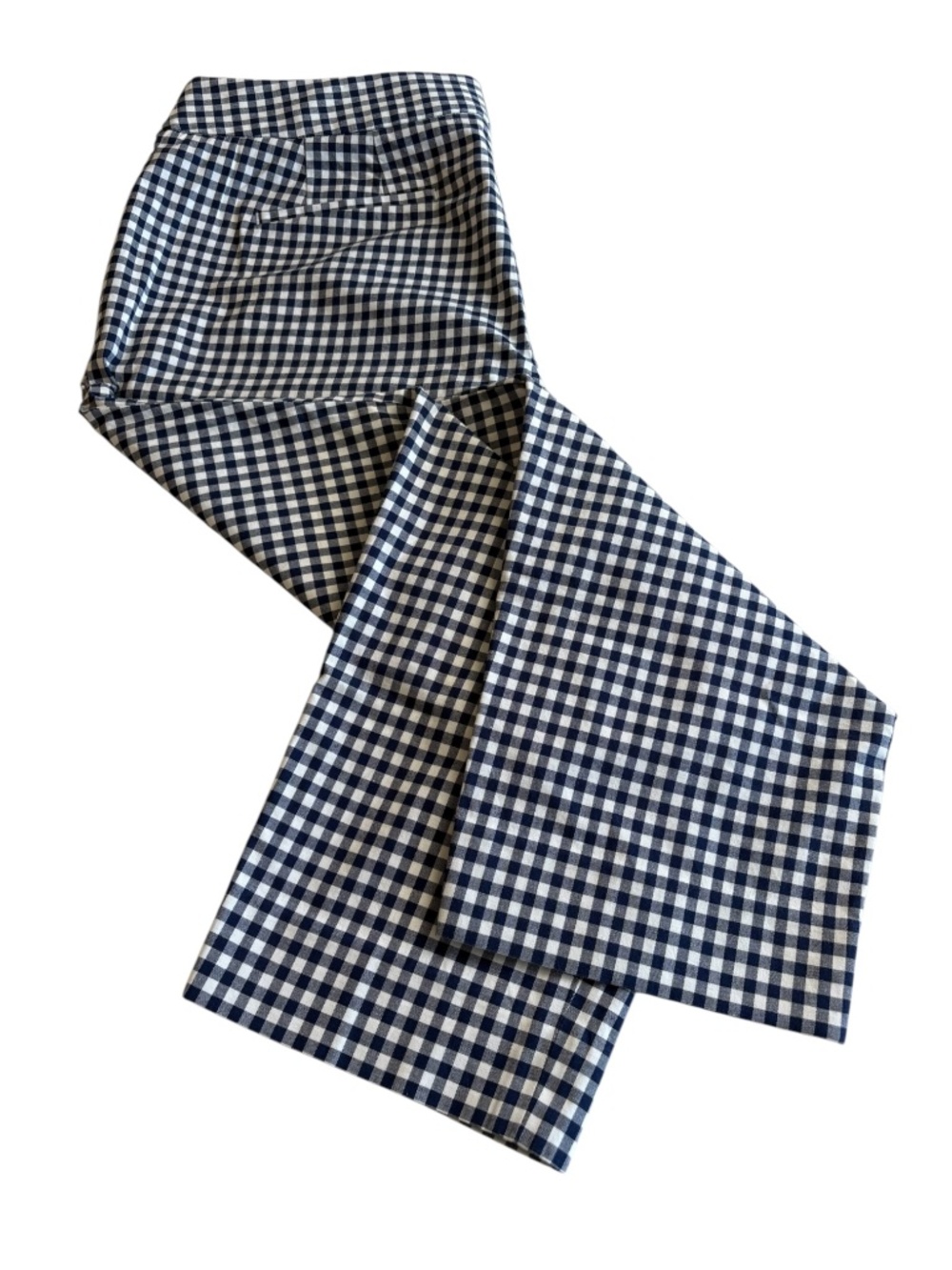 Talbots Slim Crop Preppy Gingham Pants in Navy Blue and White Size 10P - Picture 1 of 11